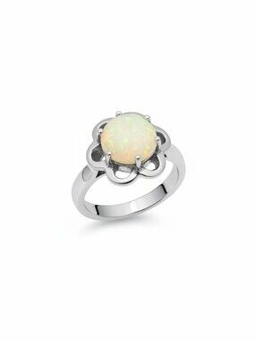 Gioelle Nwt Opal Flower Halo Sterling Ring - White Opal